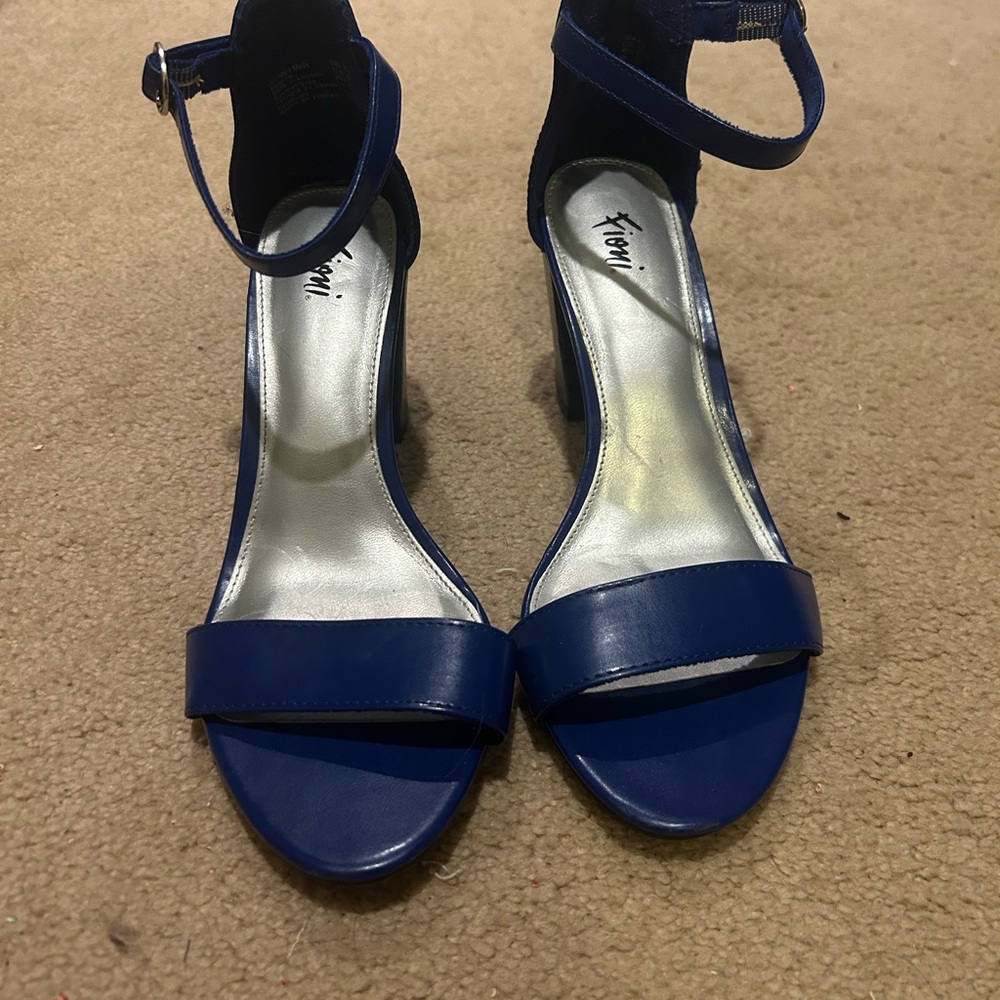 FIONI Clothing Blue Stiletto Heels with Ankle Strap